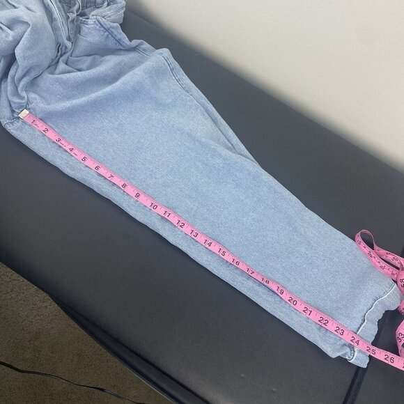 American Eagle Women's Denim Paperbag Pants Size XS Light Wash 100% Cotton - Picture 9 of 10
